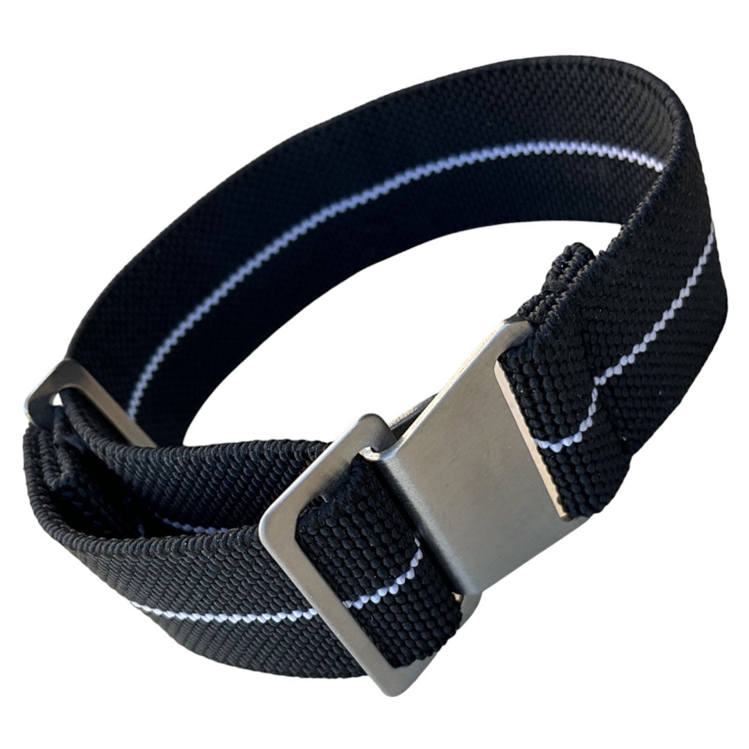 Stretch Uhrenarmband mit Spangenschliesse aus mattierten Edelstahl - Parachute Strap